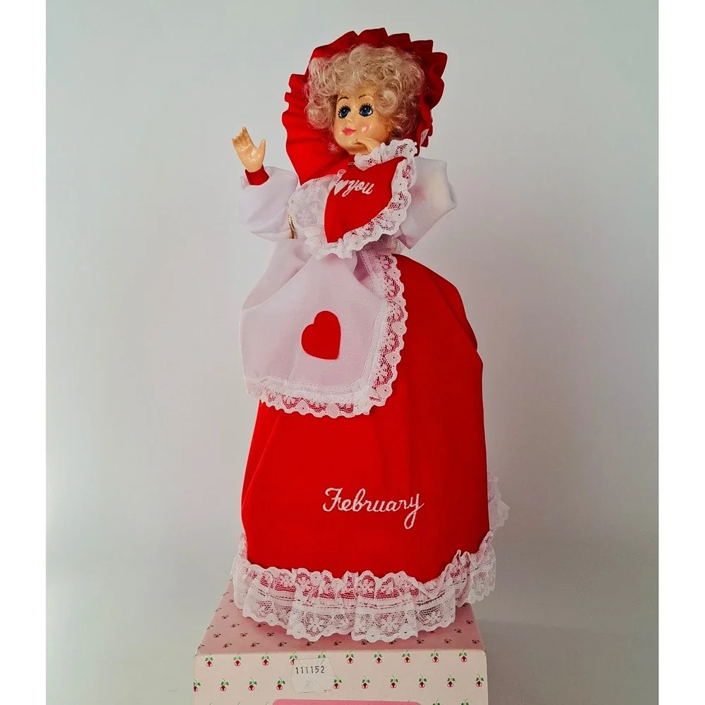 Vintage 1986 Brinn's February Musical Calendar Miss Doll Valentine Box COA Works